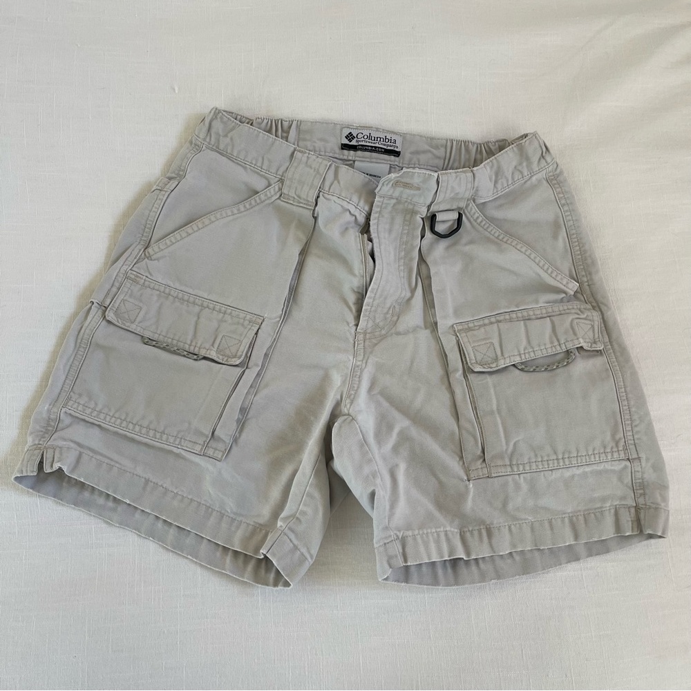 Columbia PFG Cargo Khaki Utility Shorts Distressed Vintage 90s S Small